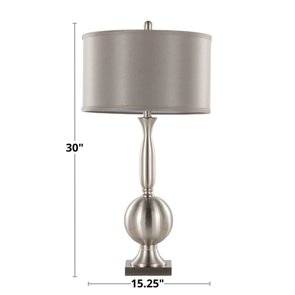 Joan 30" Contemporary Metal Table Lamp in Brushed Nickel