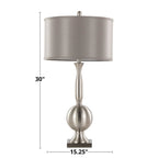 Joan 30" Contemporary Metal Table Lamp in Brushed Nickel