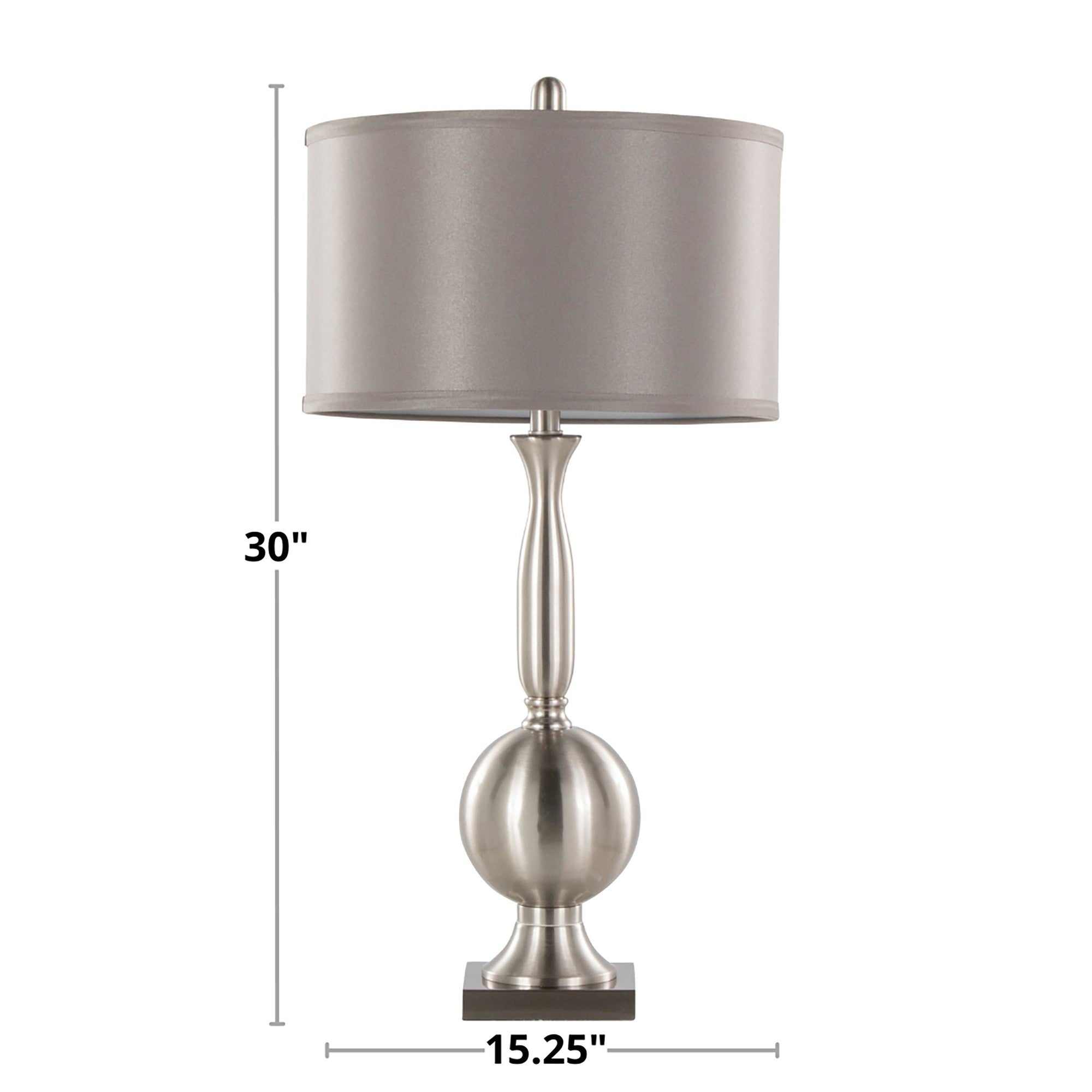 Joan 30" Contemporary Metal Table Lamp in Brushed Nickel
