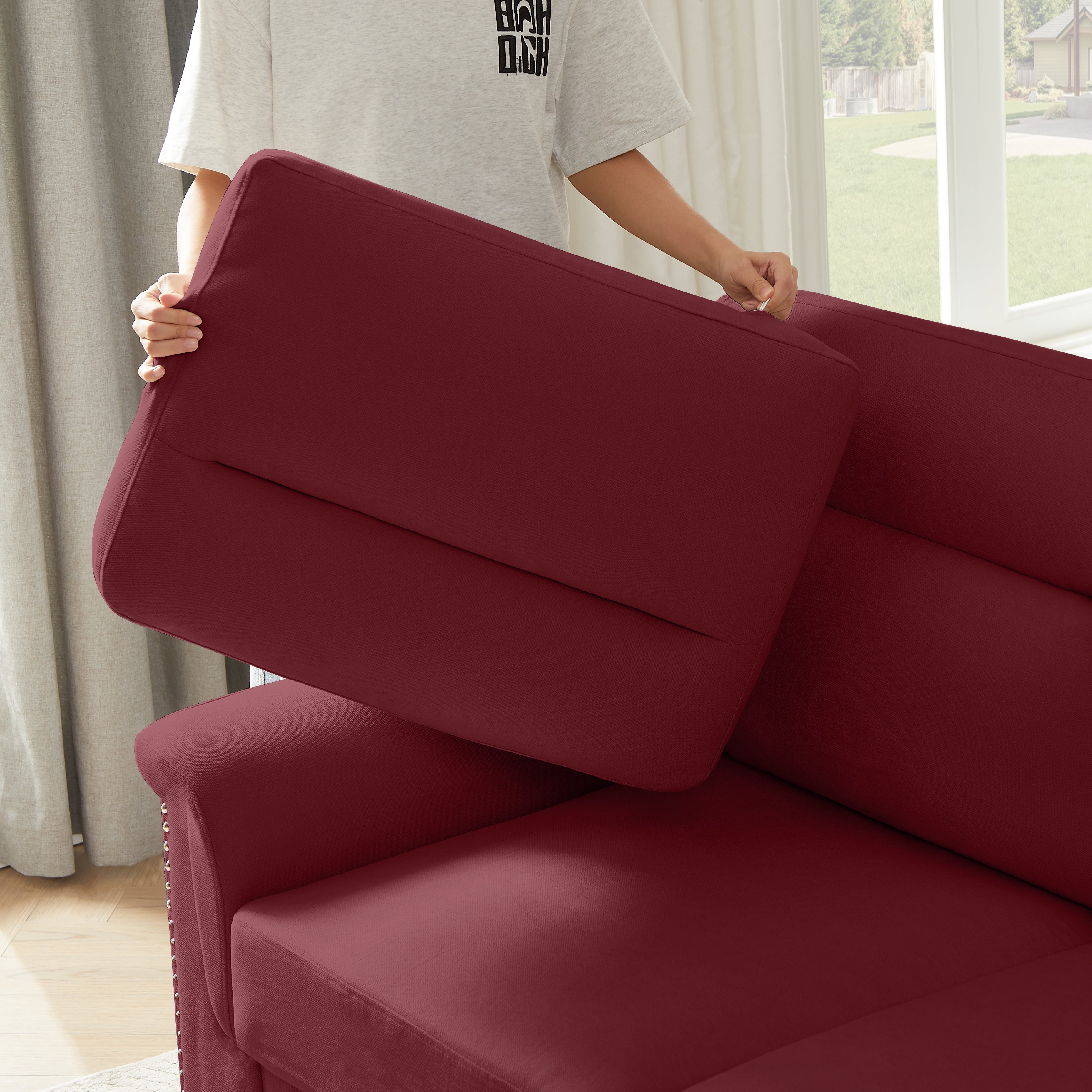 Modern Compressed Snowfleece Fabric 3-Seater Sofa