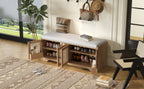 TREXM Rustic Storage Bench Multifunctional Wood Entryway Shoe Bench