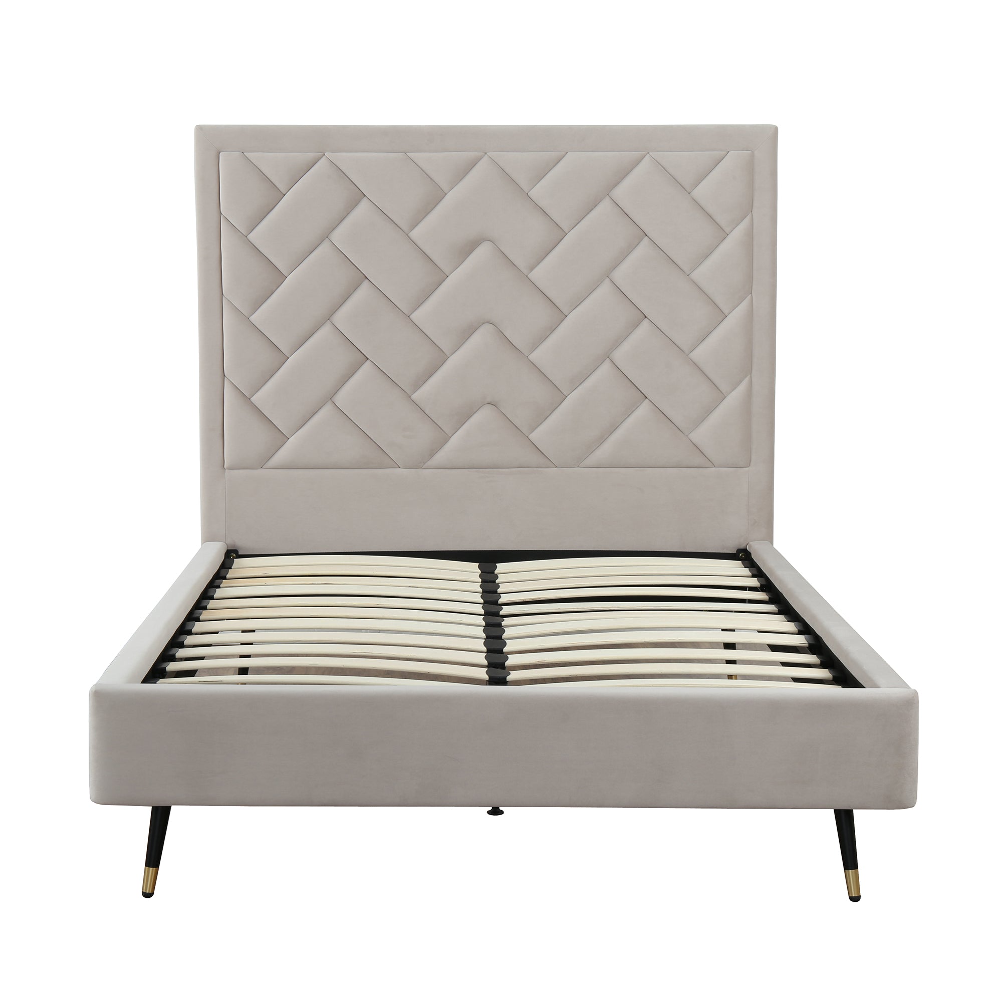 Crosby Upholstered Velvet Full Bed in Greige
