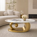 Polished Gold Tempered Glass Coffee Table