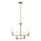 Enigma Four Lights Chandelier With Clear Ribbed Glass - Satin