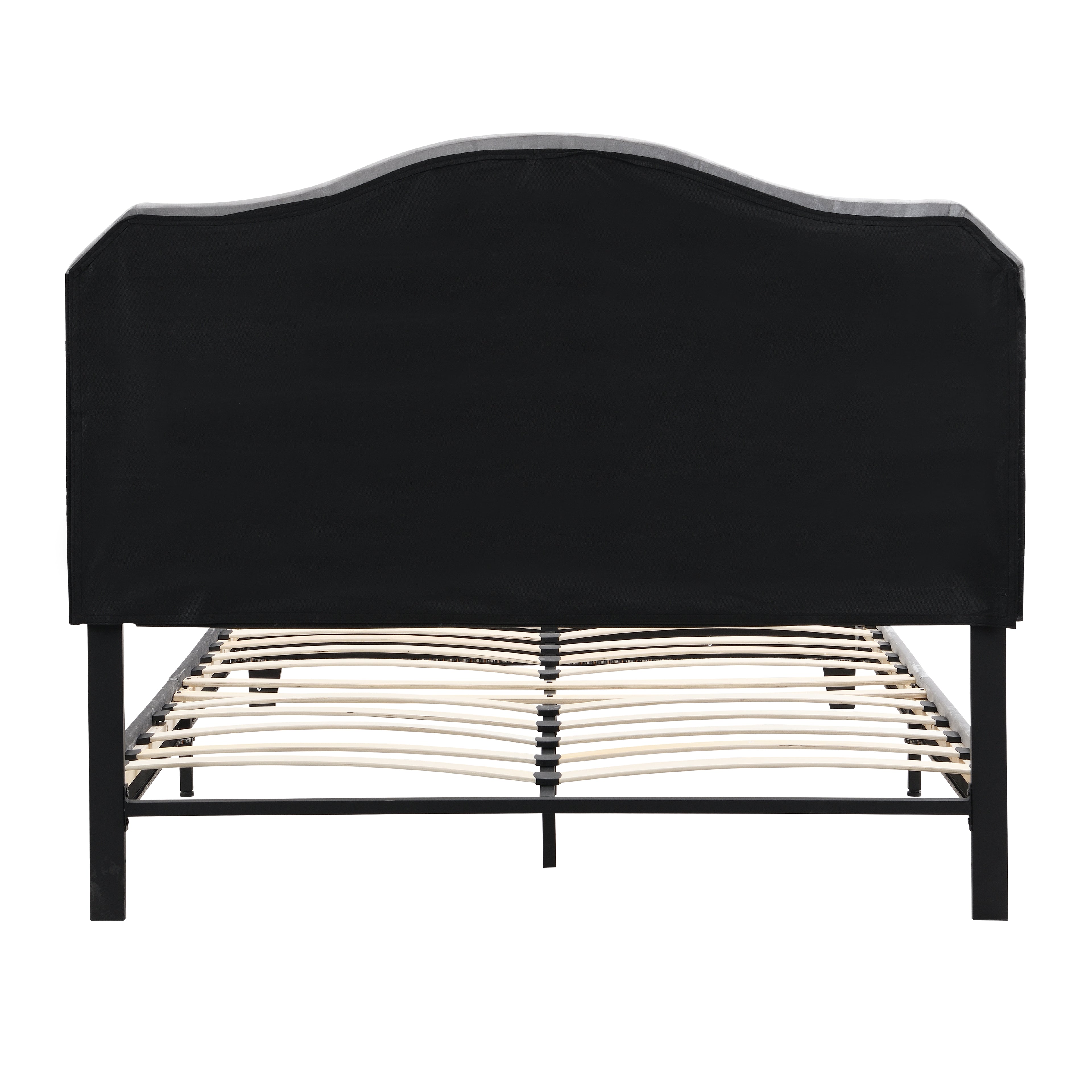 Upholstered Bed Button Tufted with Curve Design
