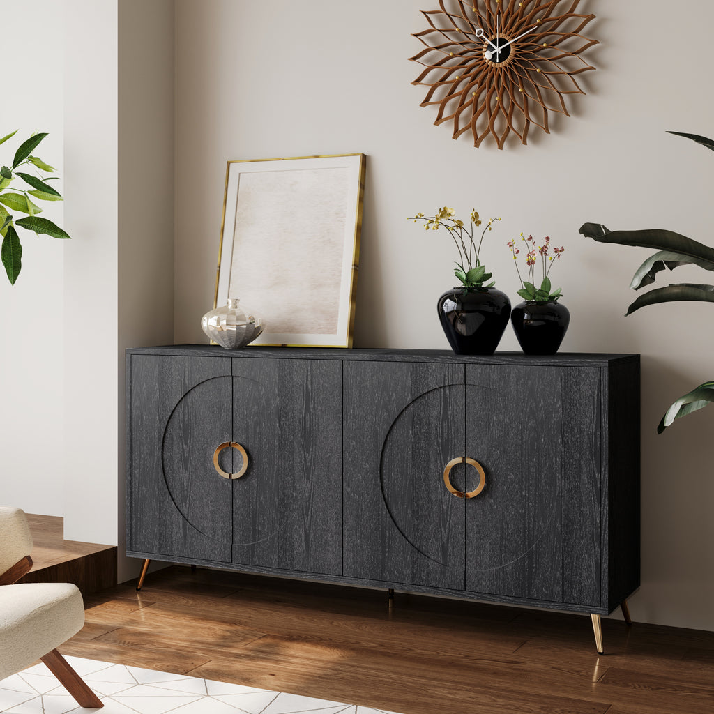 Modern Lacquered 4 Door Wooden Cabinet Sideboard Buffet
