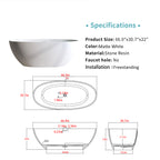 66.9″ Solid Surface Matte Soaking Tub