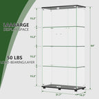 Glass Display Cabinet with 4-Shelf Double Doors and Lock