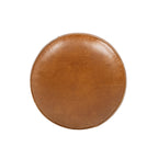 Nico 16" Round Leather Ottoman Stool, Camel