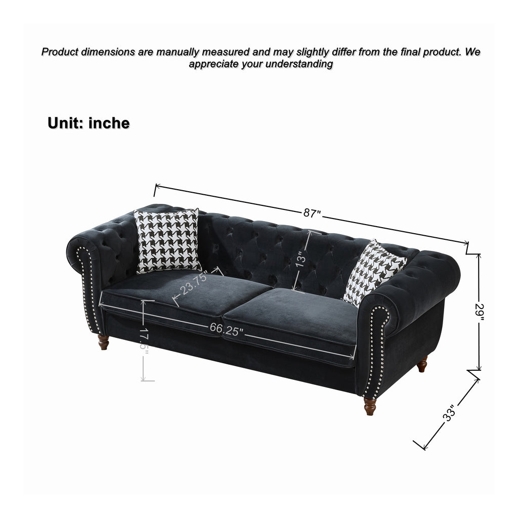 Chesterfield Velvet Upholstery Fabric Sofa - 3 Seater