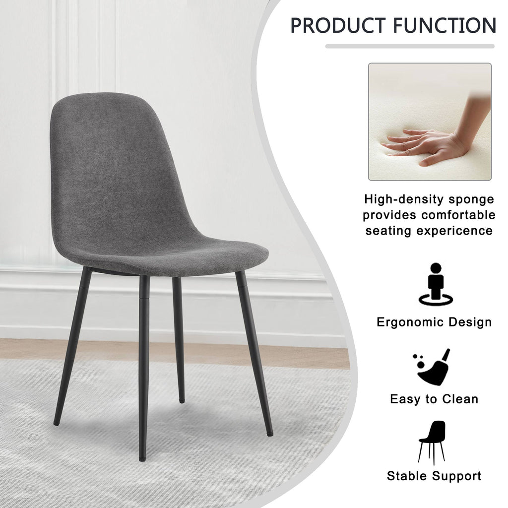 Comfortable Linen-Cotton Dining Chair Set - Six Pieces in Dark Gray