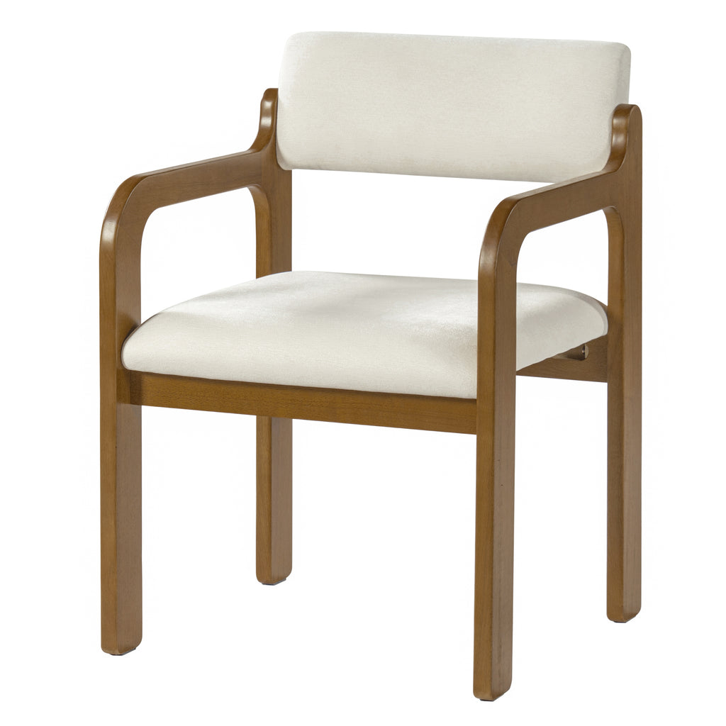 Modern Rubber Wood Dining Chairs, Upholstered Fabric Armchairs(Set of 2)