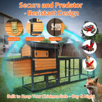 Large Wooden Chicken Coop with Run and Nesting Box
