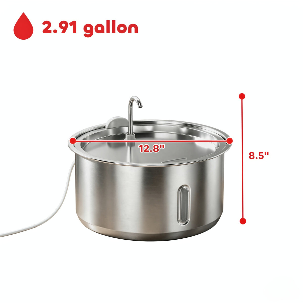 Large Capacity Stainless Steel Cat Water Fountain, 4-Stage Filtration, Silver