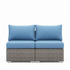 59.8" Outdoor Wicker Armless Sofa Set - 2-Piece Patio Loveseat