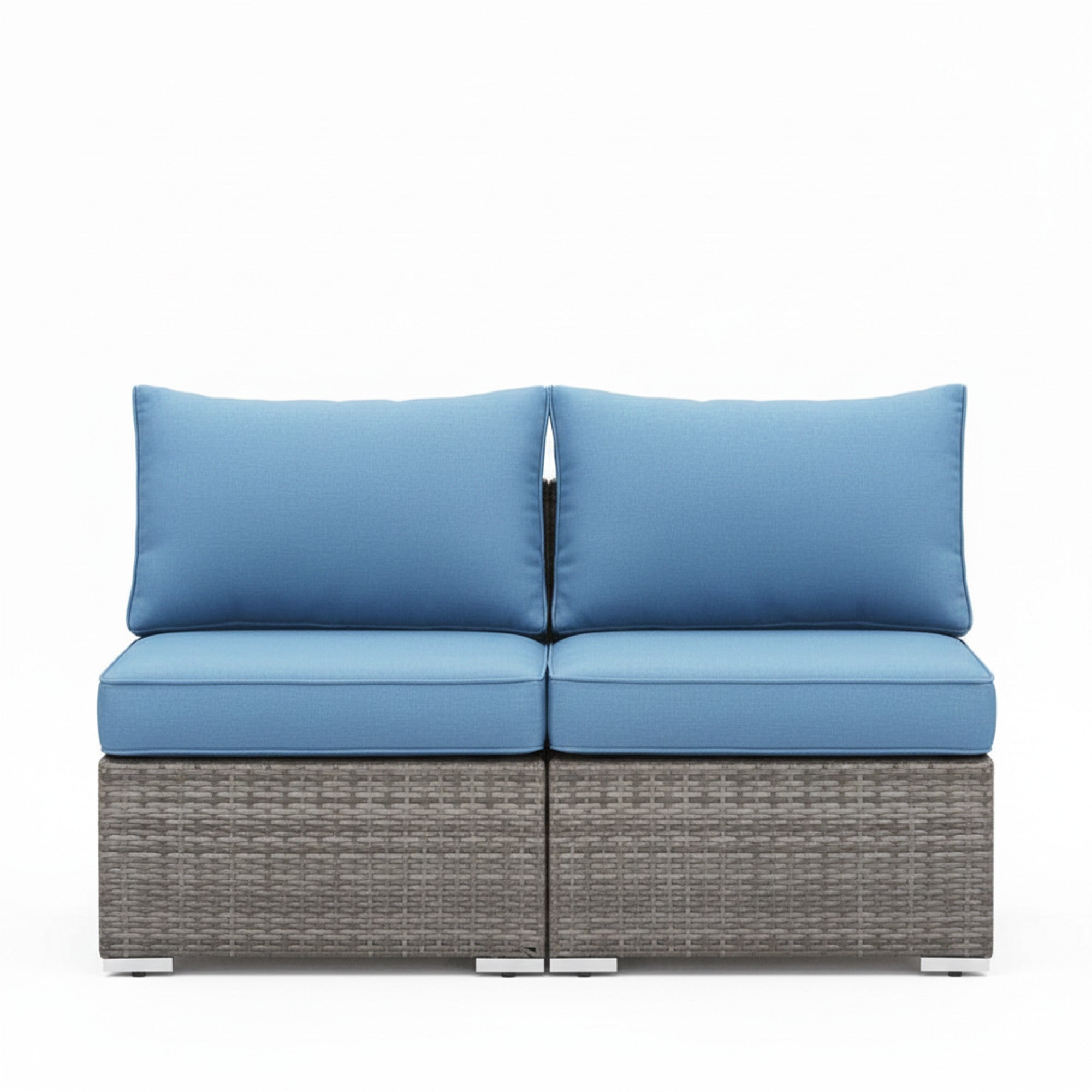 59.8" Outdoor Wicker Armless Sofa Set - 2-Piece Patio Loveseat