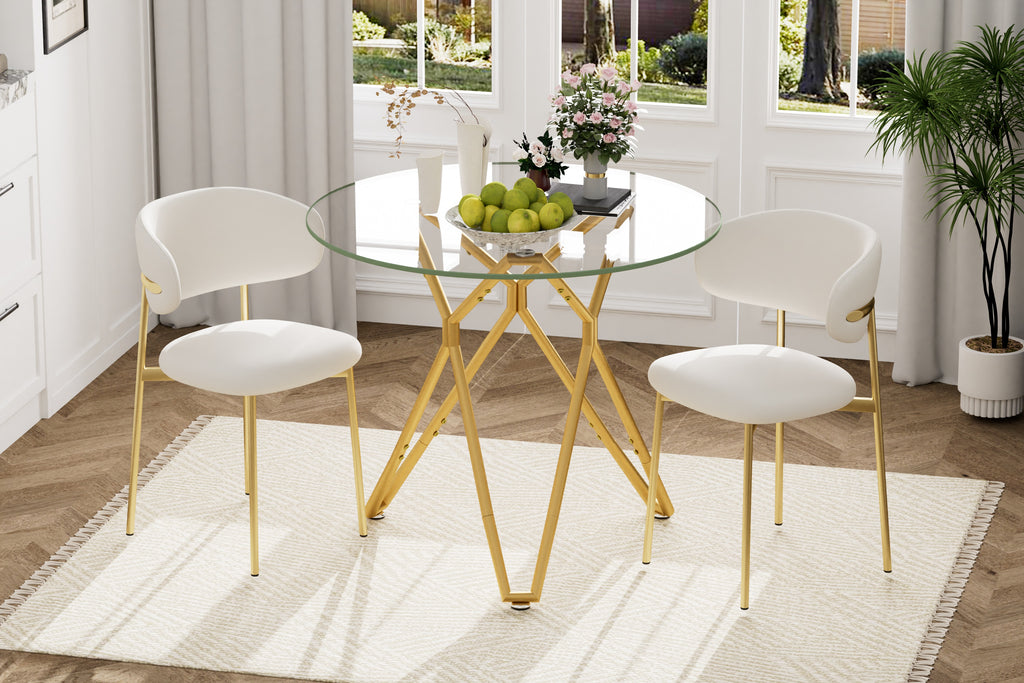 35.4-Inch Round Tempered Glass Dining Table