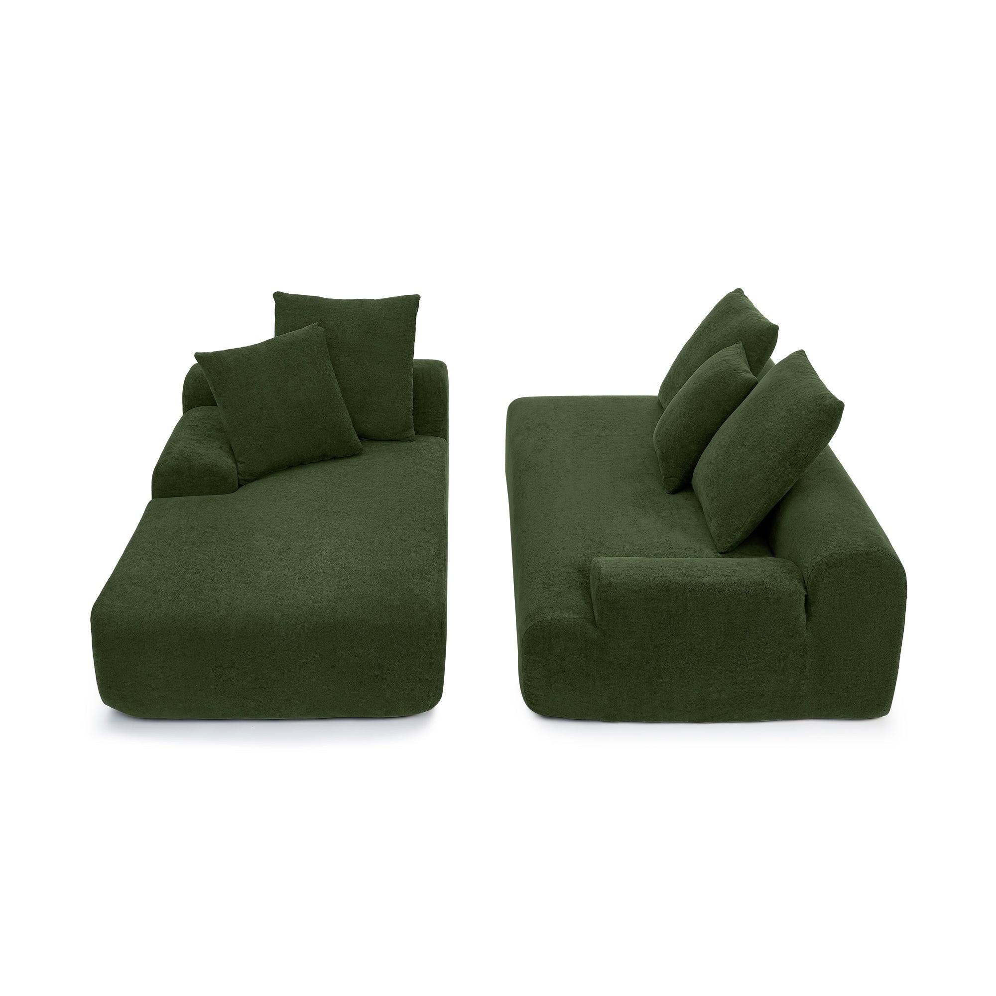 Modern Upholstered L-Shape Sectional Sofa Velvet Green