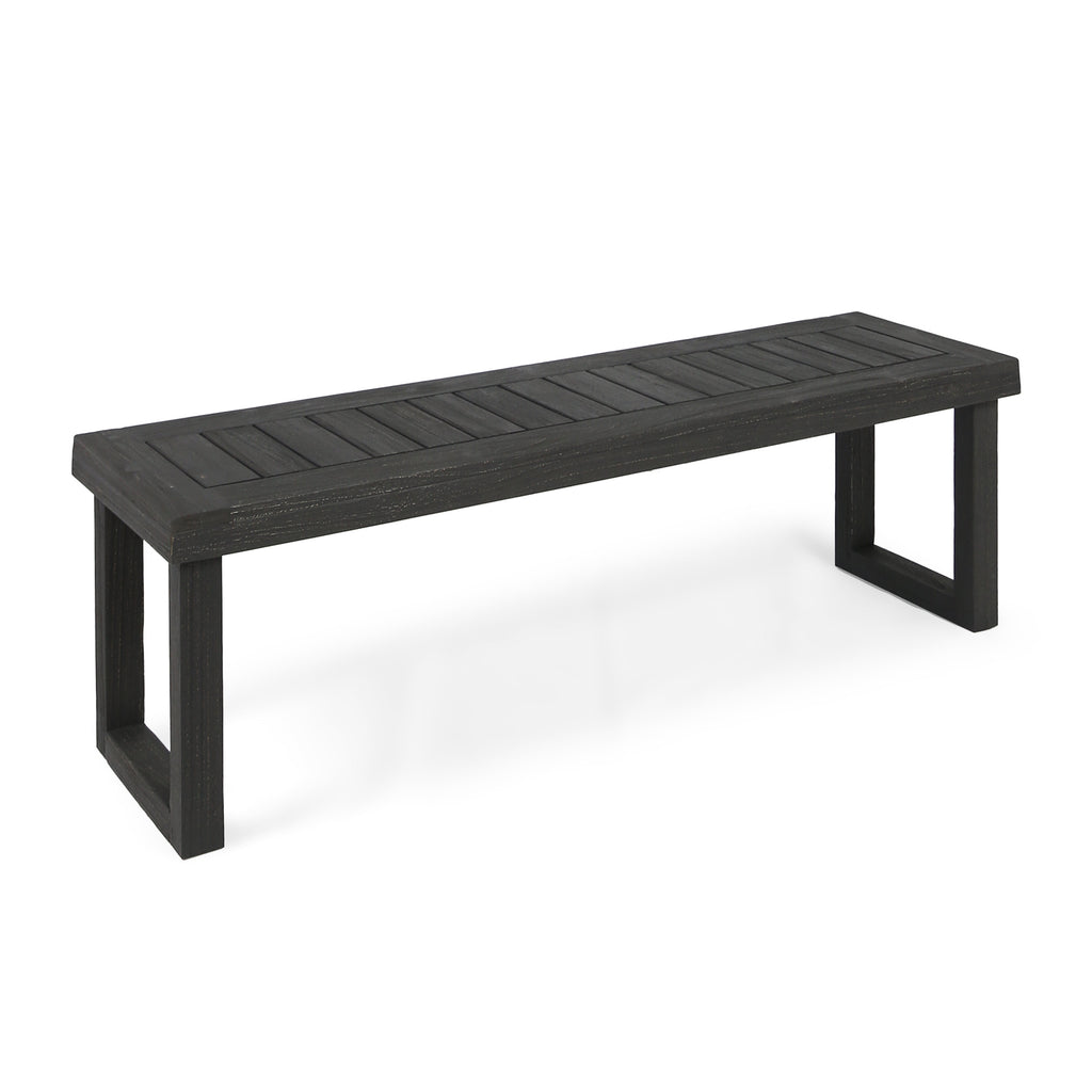 3-Piece Solid Acacia Wood Outdoor Dining Set, Sandblast Dark