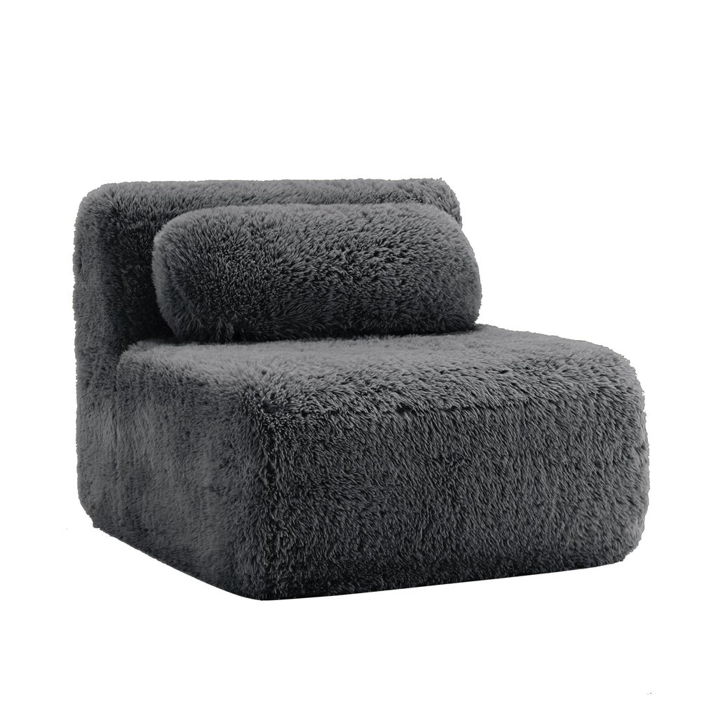 Aviana Armless Sofa W/Pillow Plush Fabric-Dark