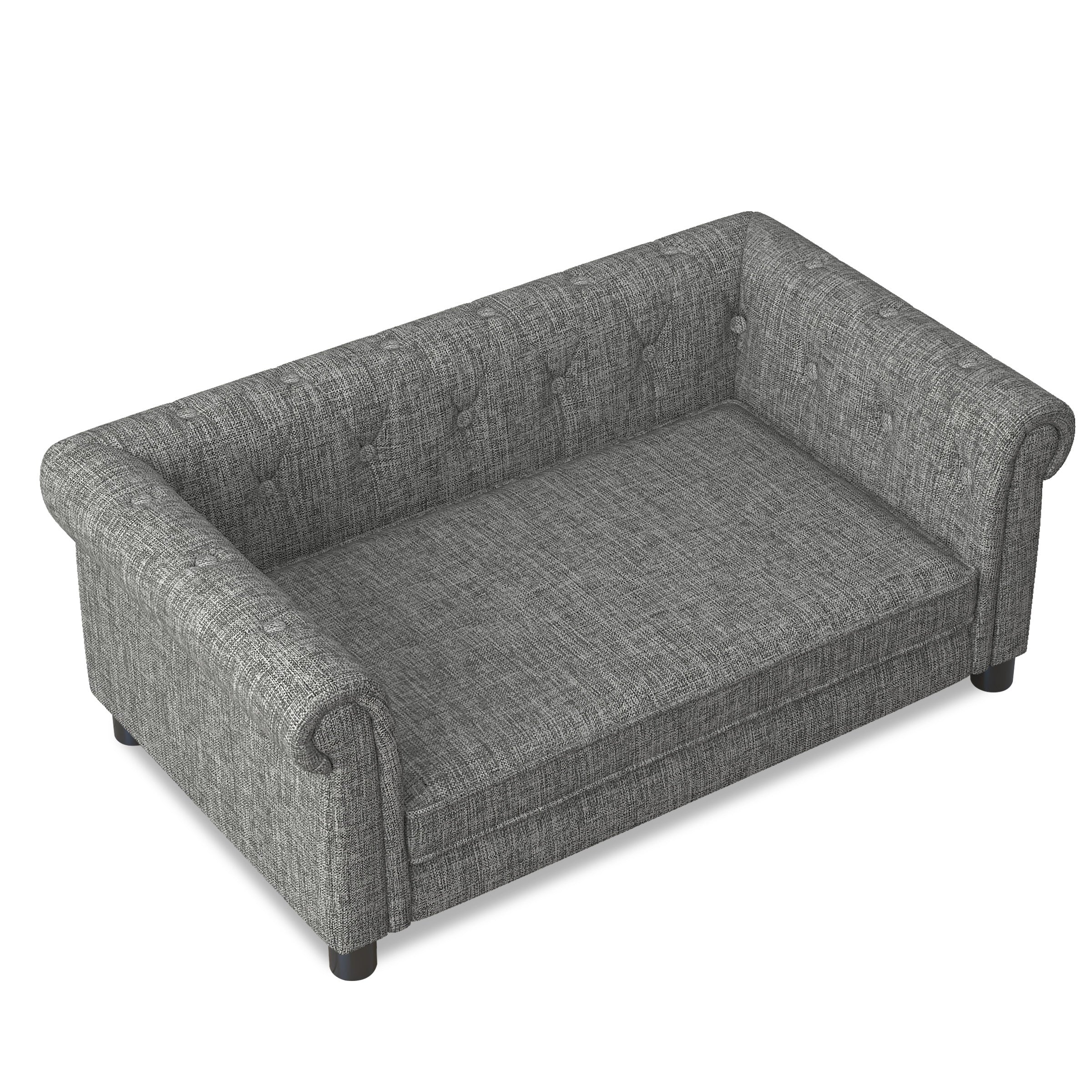Modern Linen Fabric Light Grey Elevated Pet Bed