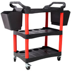 3 Tier Rolling Auto Detail Cart With Wheels, 2 Buckets