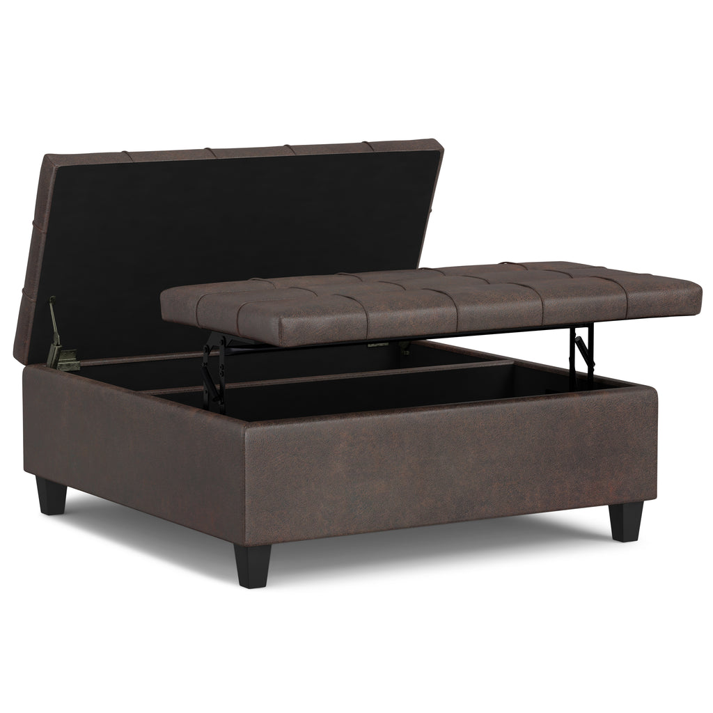 Harrison 40 Inch Wide Large Square Coffee Table Storage Ottoman