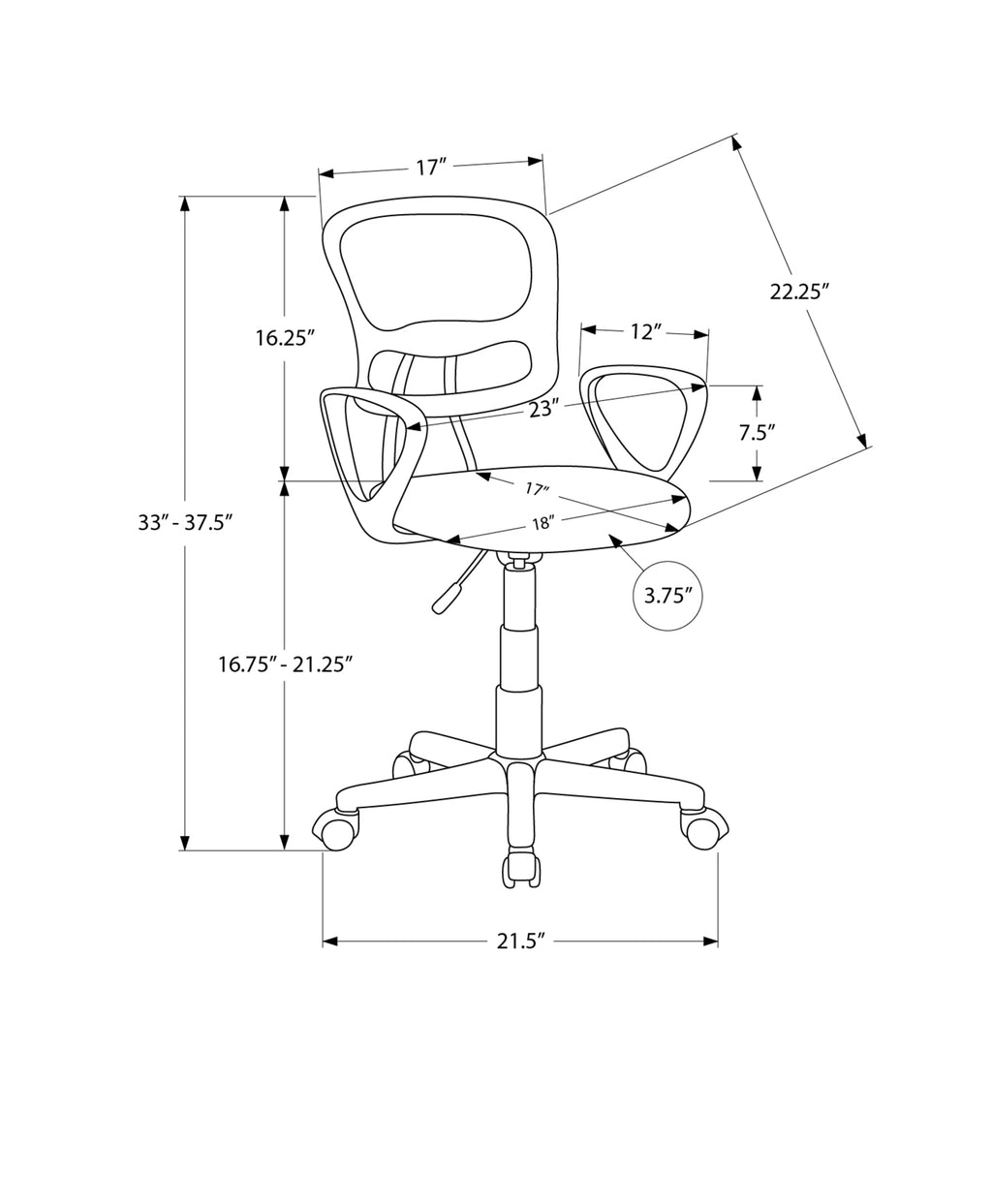 Adjustable Height Ergonomic Office Chair for Kids