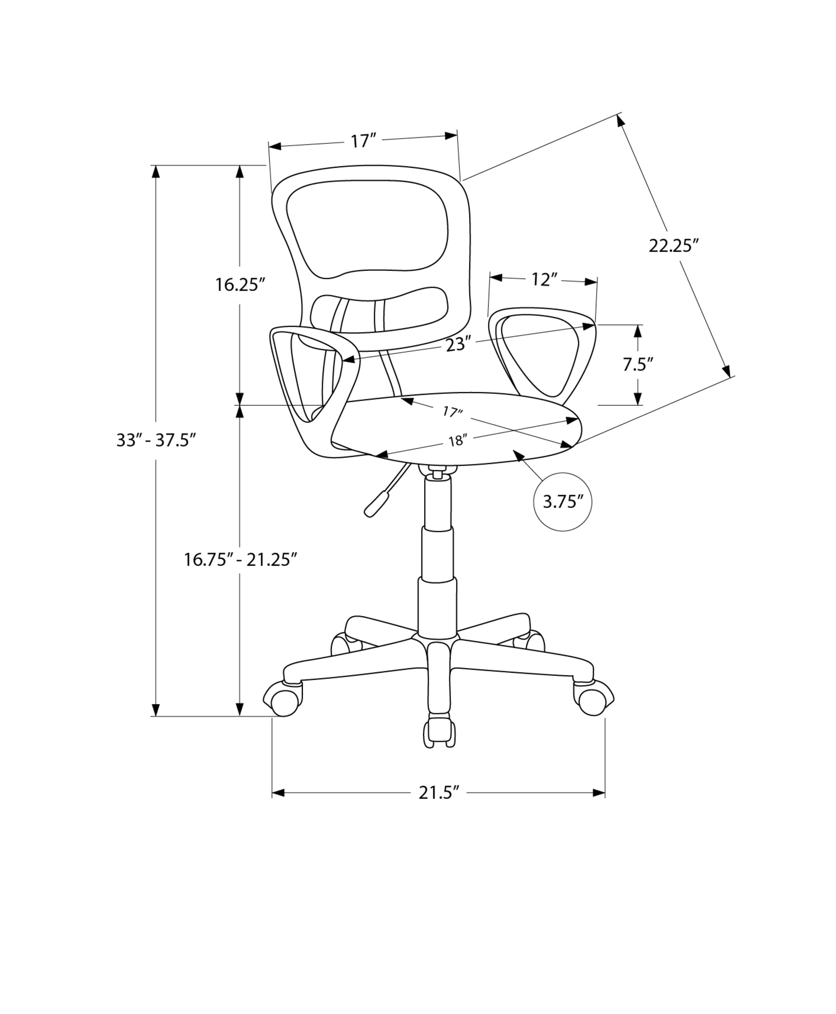 Adjustable Height Ergonomic Office Chair for Kids
