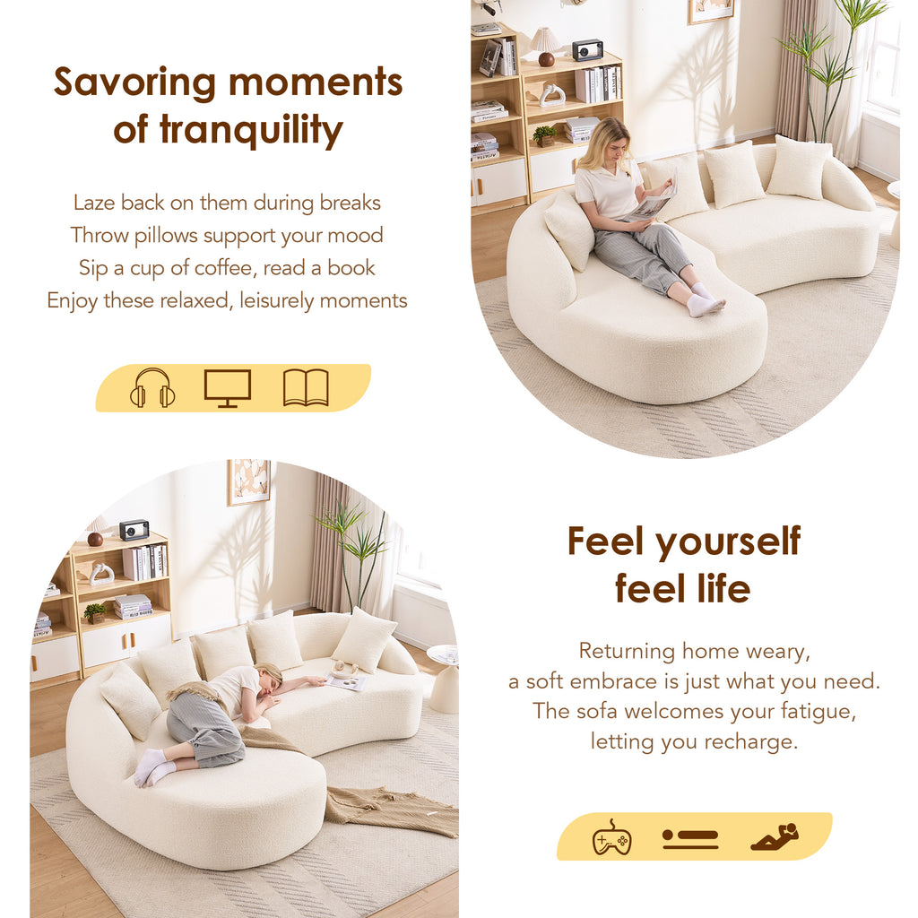 New Boneless L-Shape Sectional Sofa with Curved Chaise