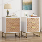 Set of 2 Modern Nightstands with 3 Drawers