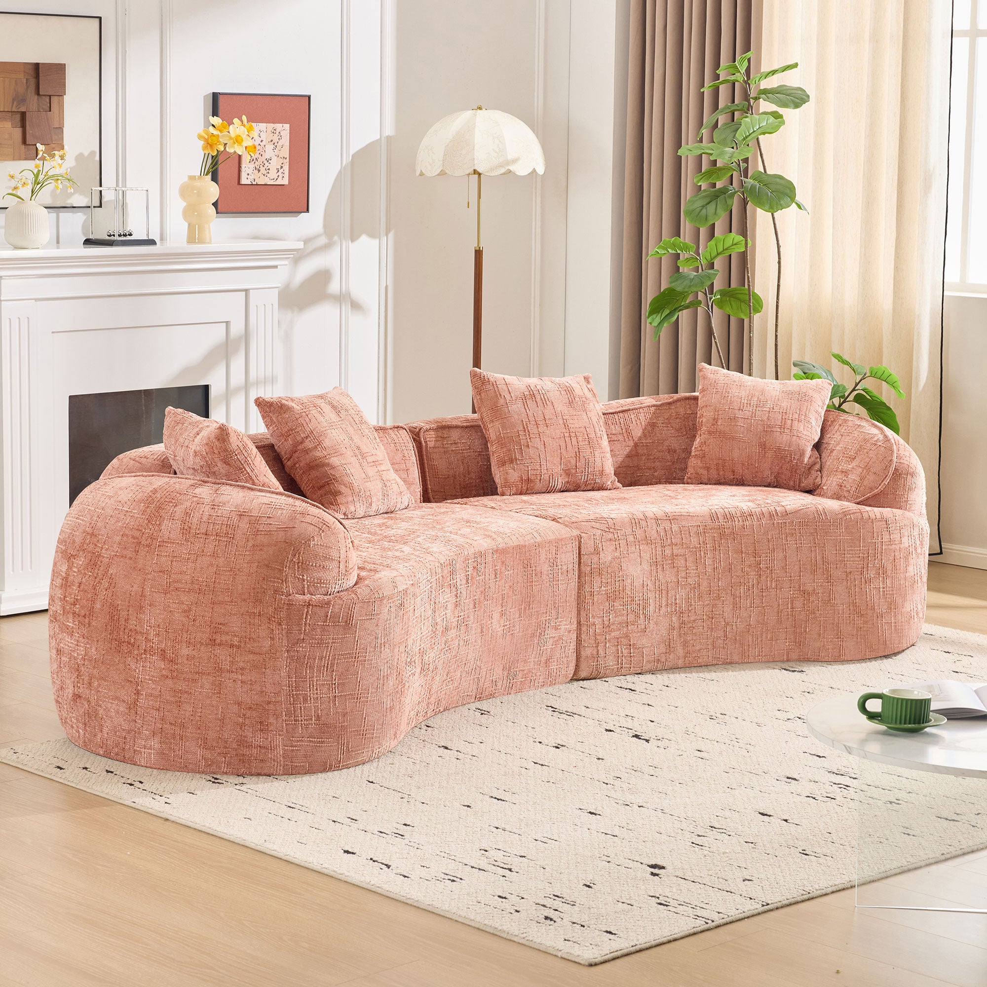 Pink Curved Compressed Sofa