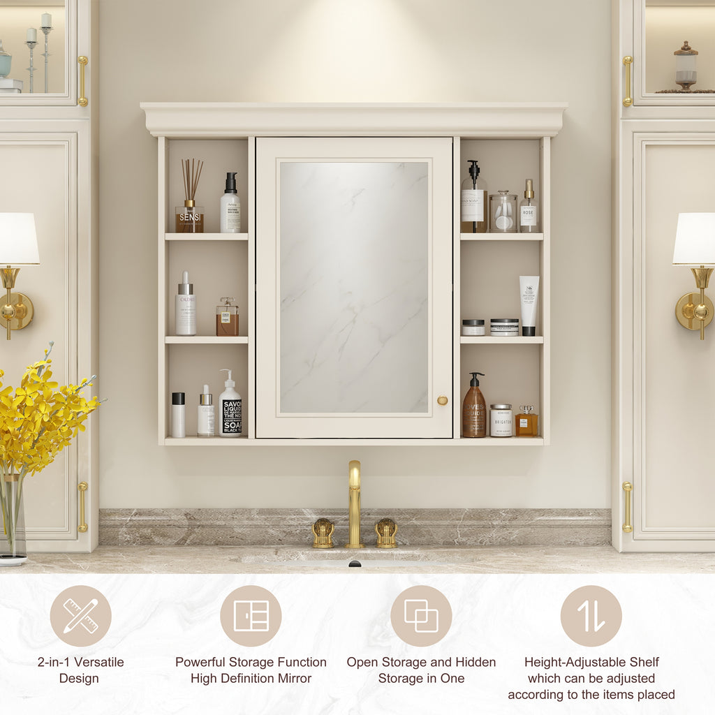 35'' x 28'' Wall Mounted Bathroom Storage Cabinet with Mirror