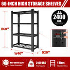 60"H 4-Tier Adjustable Heavy Duty Shelving Rack