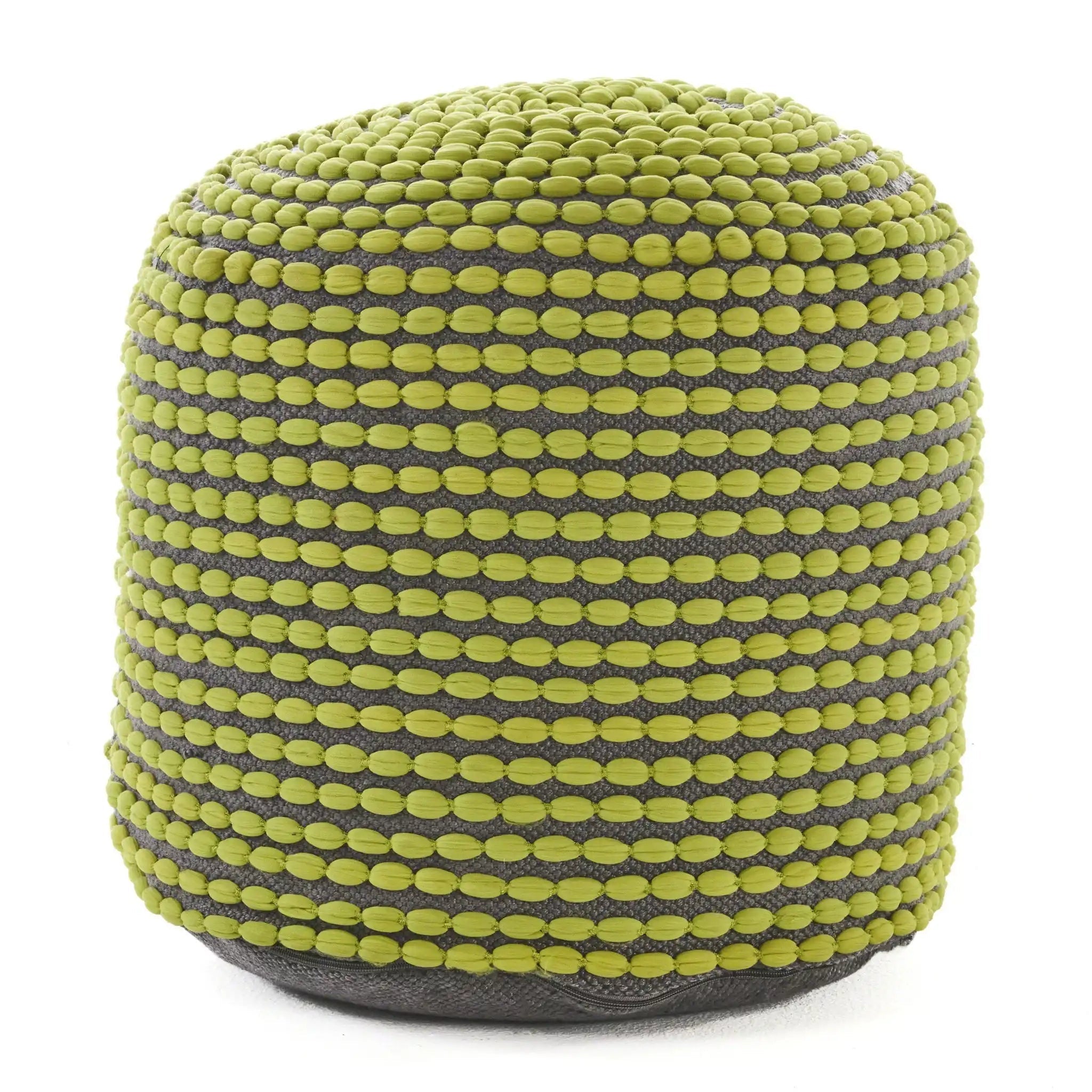 River Handcrafted Cylindrical Pouf in Water Resistant Fabric