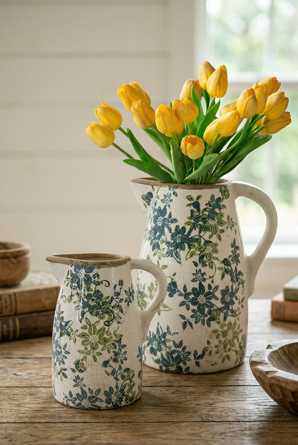 7.9x5.9x9.4" Floral Pitcher Vase