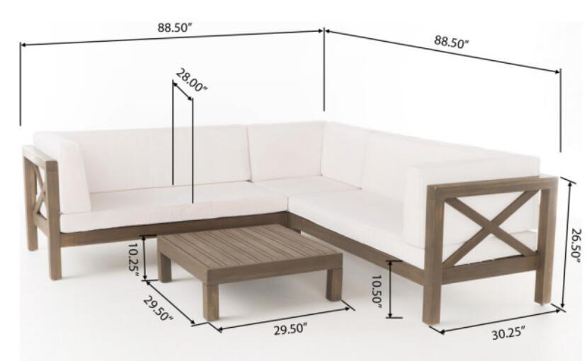 Brava X-Back 4-Piece White Outdoor Sofa Set