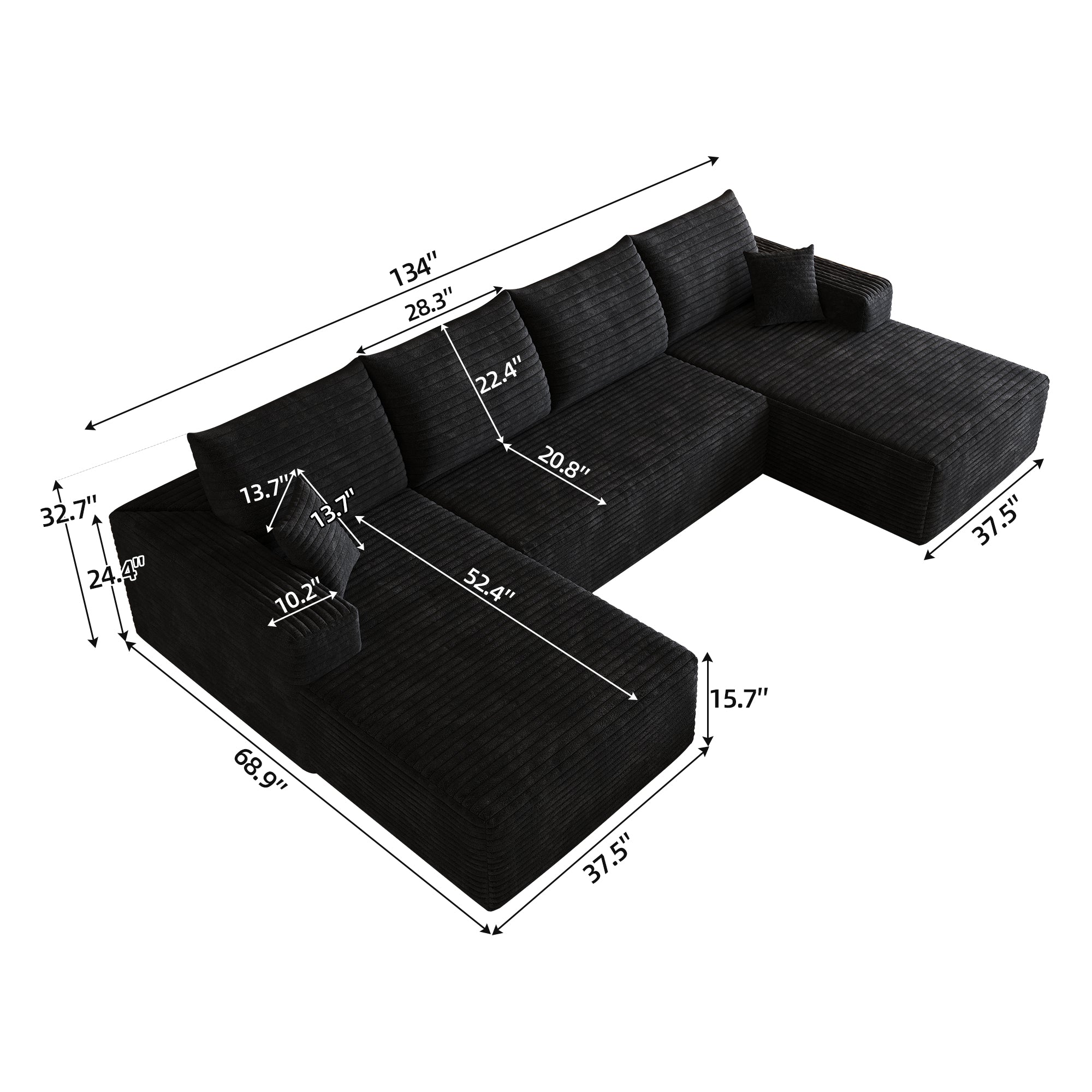 134" Cloud Sectional Sofa