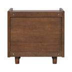 Walnut Nightstand with Rattan Detail