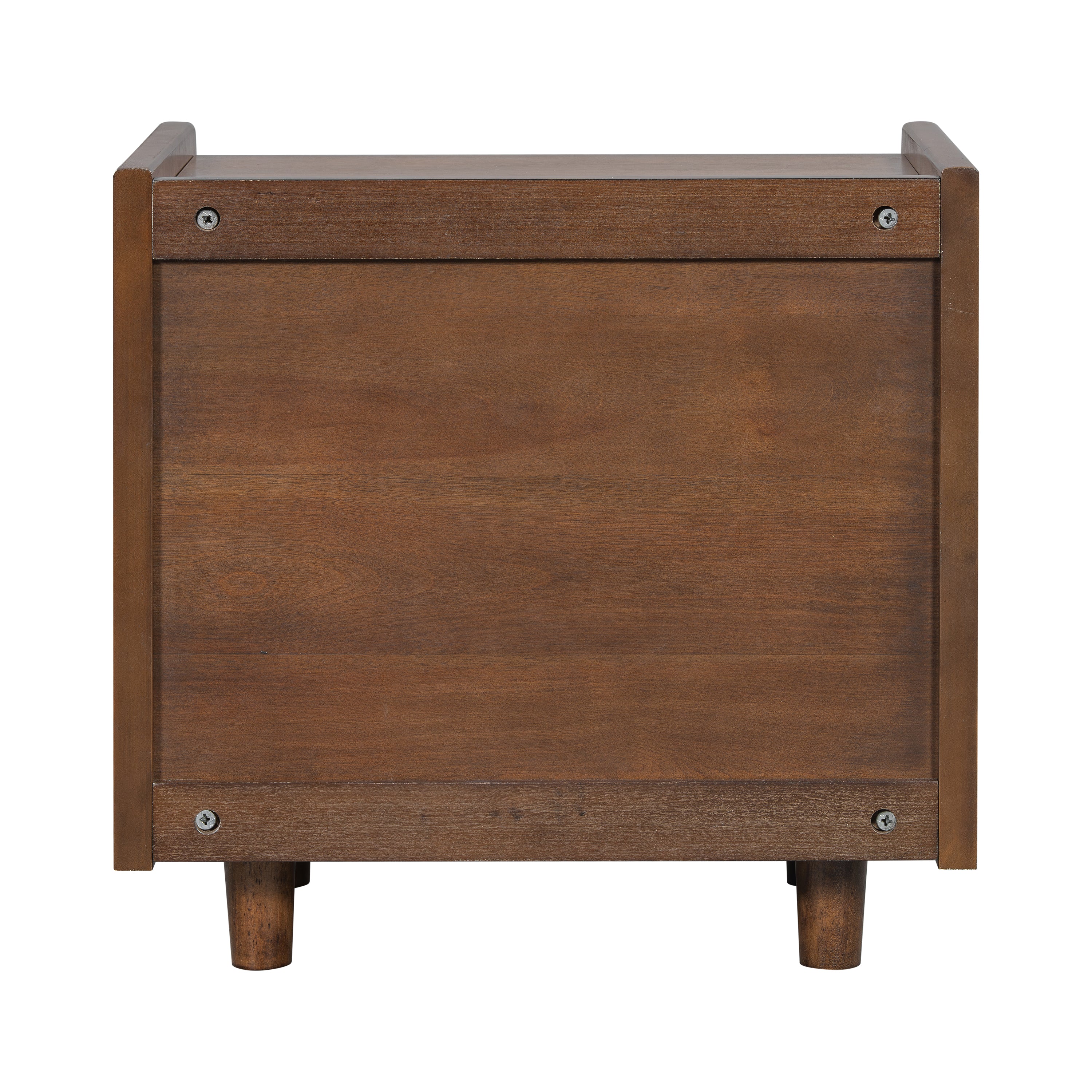 Walnut Nightstand with Rattan Detail