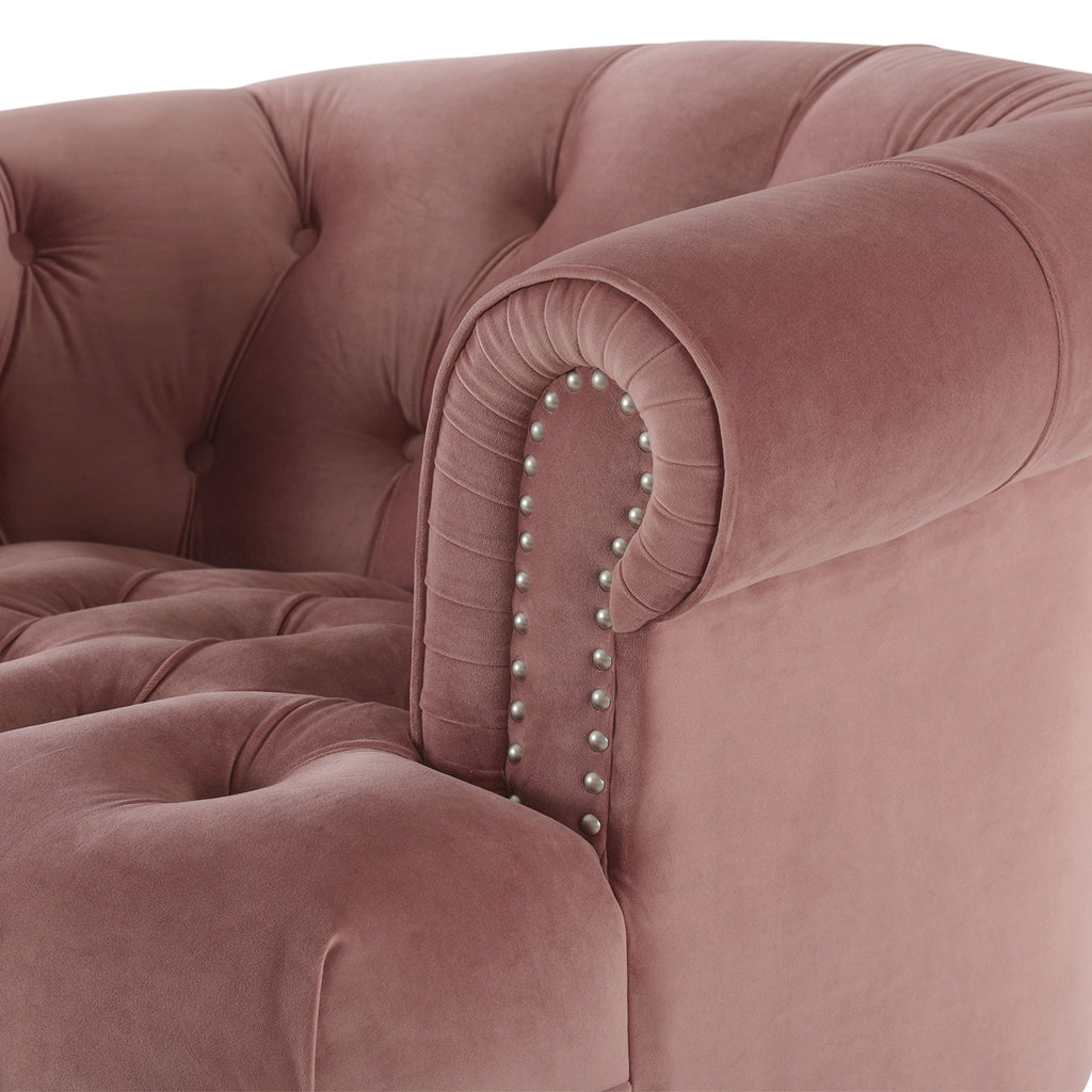 La Rosa Victorian Tufted Upholstered Accent Chair, Ash Rose