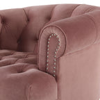 La Rosa Victorian Tufted Upholstered Accent Chair, Ash Rose
