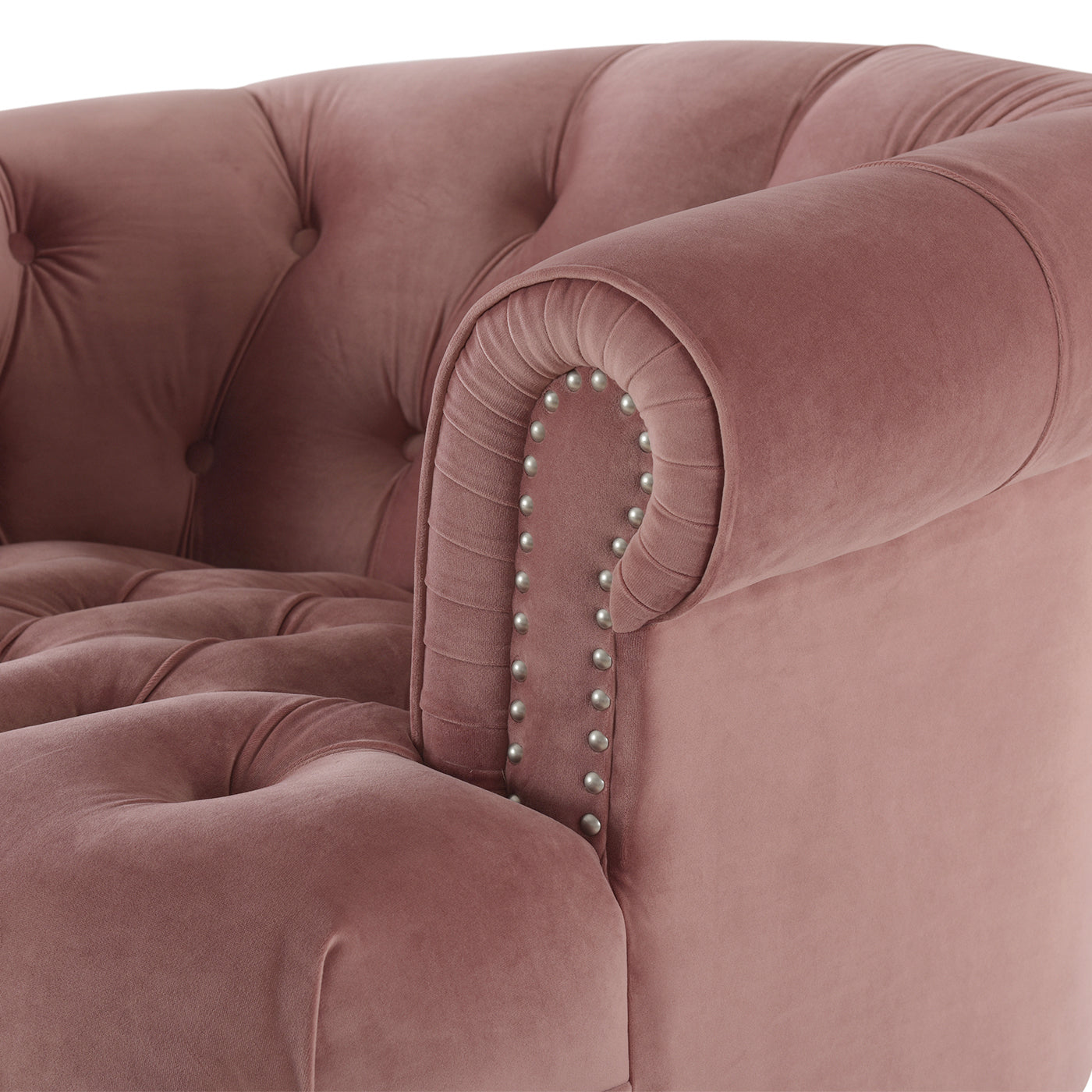 La Rosa Victorian Tufted Upholstered Accent Chair, Ash Rose