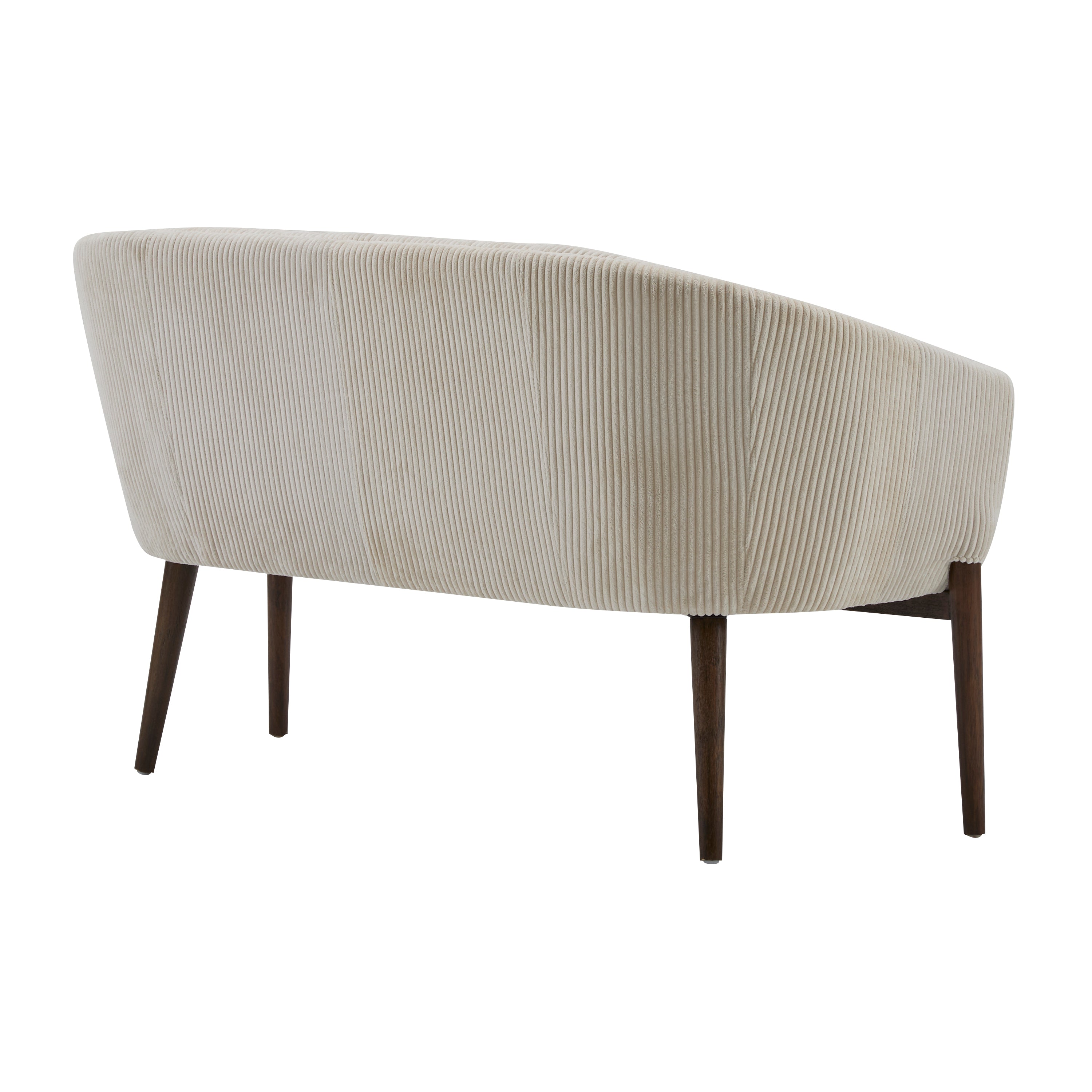 Corduroy Recessed Arm Loveseat (Beige + Walnut)