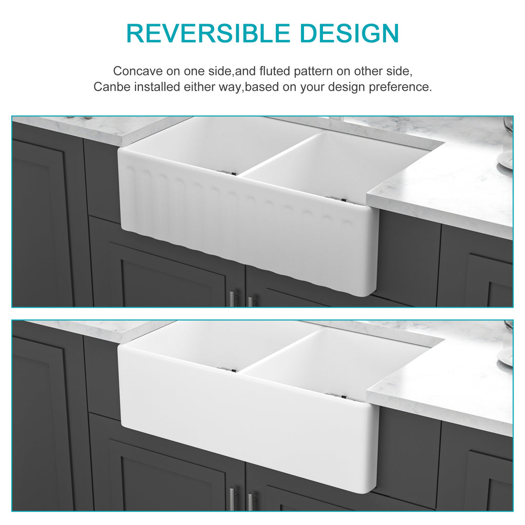 White Farmhouse Sink - 33 x 20 x 10 Inch