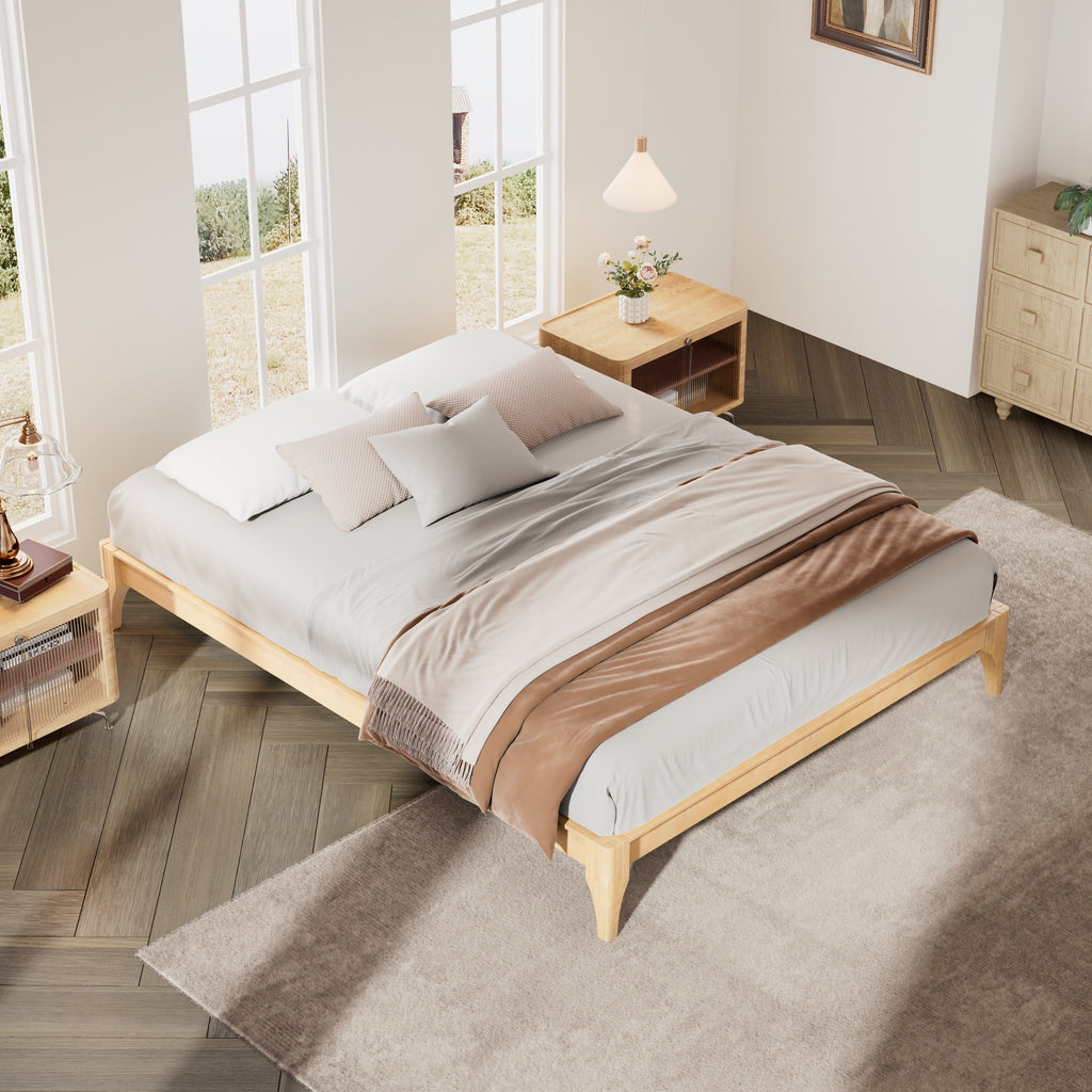 12 Inch Full Size Solid Dry Bamboo Wood Platform Bed Frame