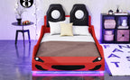 Wood Twin Size Race Car-Shaped Platform Bed