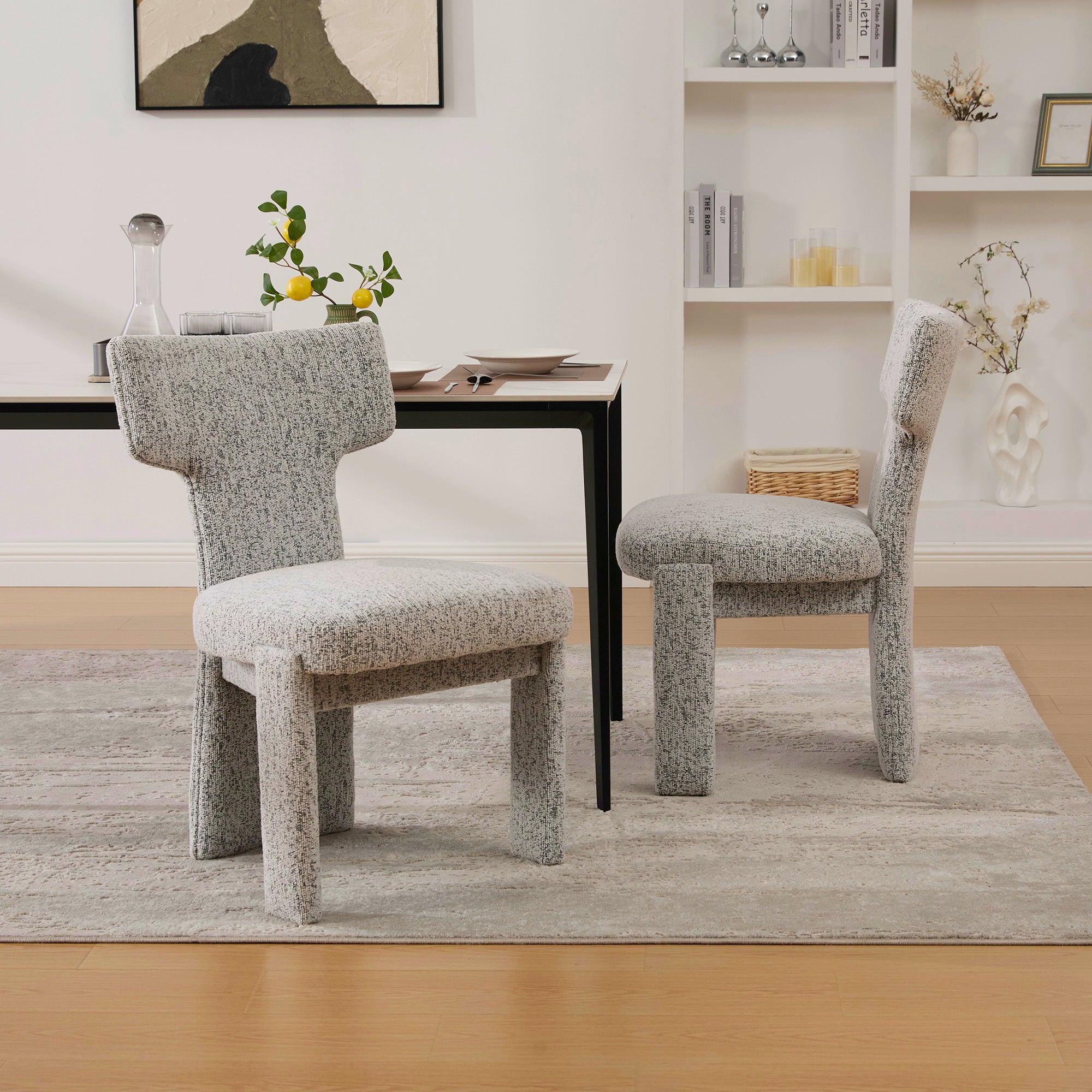 22.05" Wide Modern Upholstered Chenille Dining Chair Set of 2