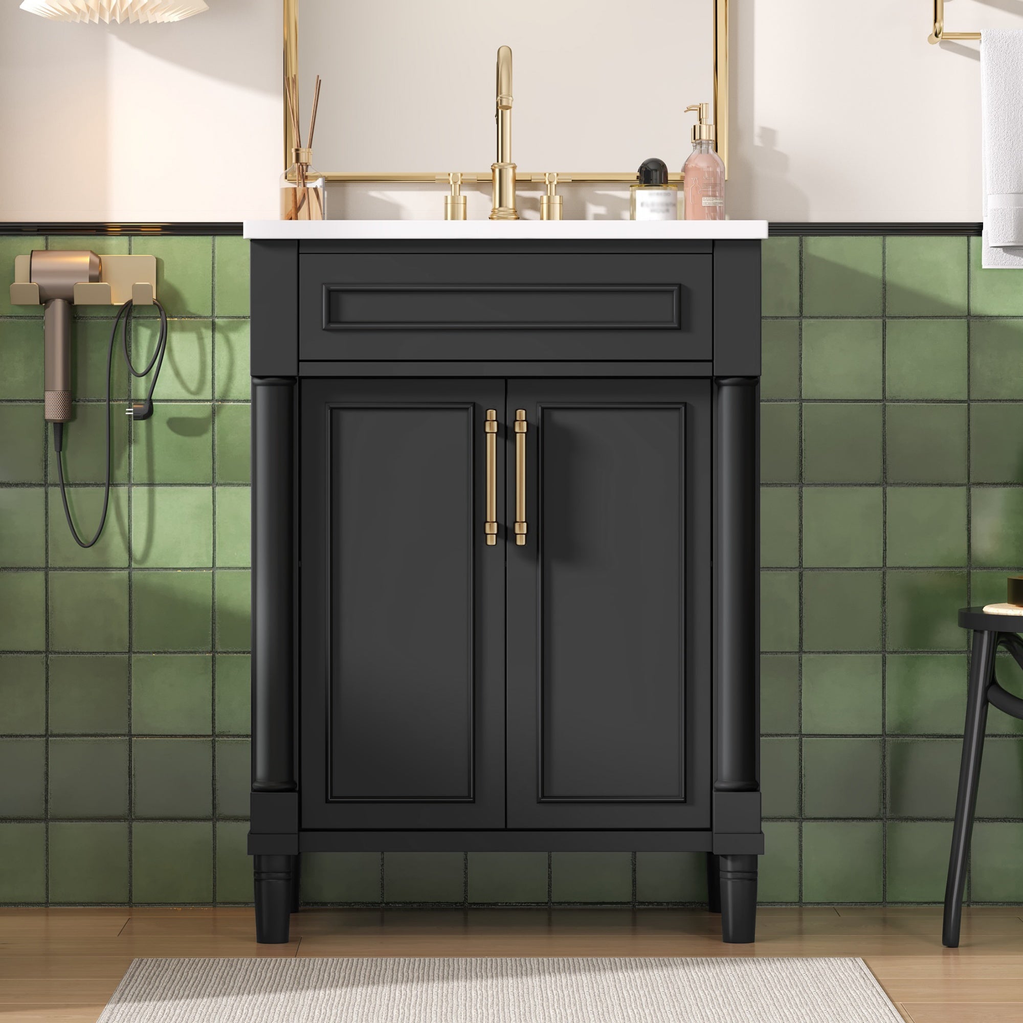 24" Bathroom Vanity with Integrated Ceramic Sink