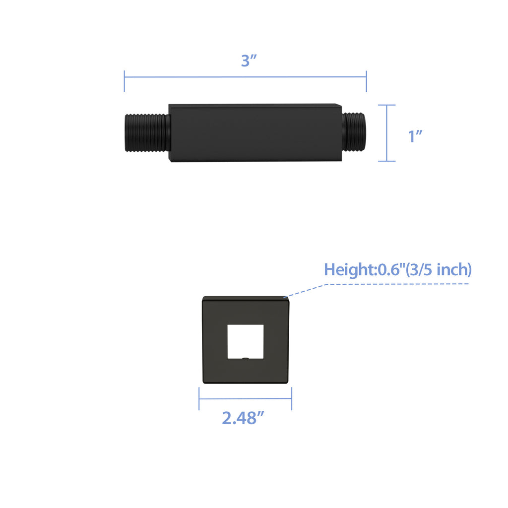 3-Inch Ceiling Mounted Shower Arm with Flange - Matte